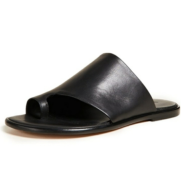 VINCE Black Leather Slides - Picture 2 of 6